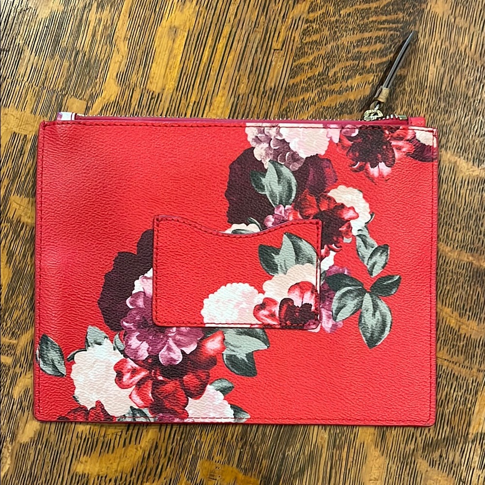 Banana Republic Large Floral Red Pouch, Large